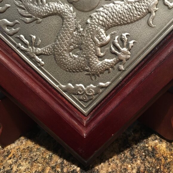 Vintage Royal Selangor Pewter Chinese Dragon Art Plaque - Picture 7 of 12